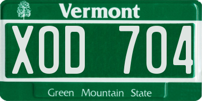 VT license plate XOD704