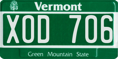 VT license plate XOD706