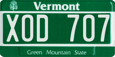 VT license plate XOD707