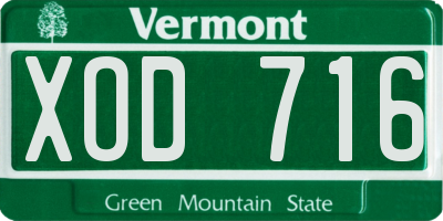 VT license plate XOD716