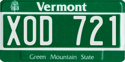 VT license plate XOD721
