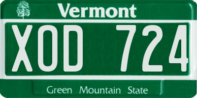 VT license plate XOD724