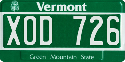 VT license plate XOD726