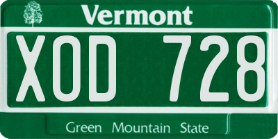 VT license plate XOD728