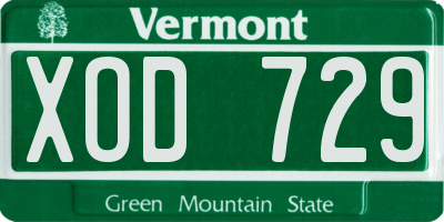 VT license plate XOD729