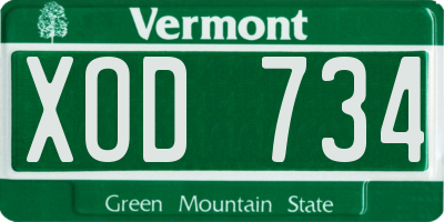 VT license plate XOD734