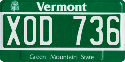 VT license plate XOD736