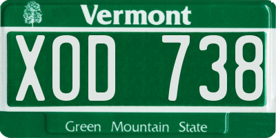 VT license plate XOD738