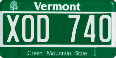 VT license plate XOD740