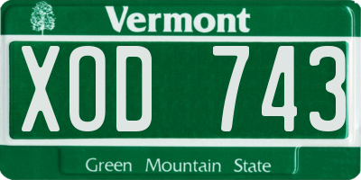 VT license plate XOD743