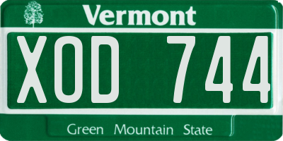VT license plate XOD744