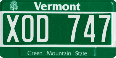 VT license plate XOD747