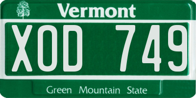 VT license plate XOD749
