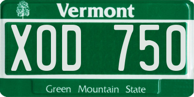VT license plate XOD750