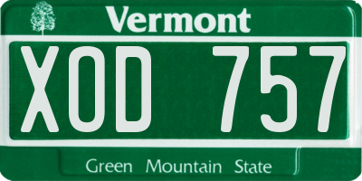 VT license plate XOD757