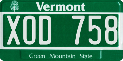 VT license plate XOD758