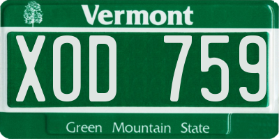 VT license plate XOD759