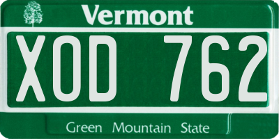 VT license plate XOD762