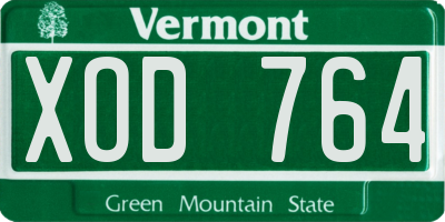 VT license plate XOD764