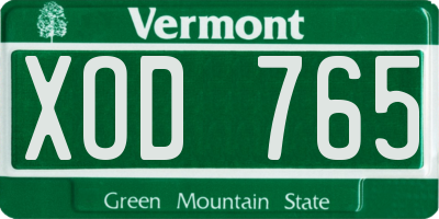 VT license plate XOD765