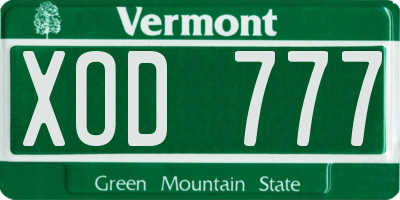 VT license plate XOD777