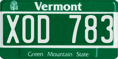 VT license plate XOD783