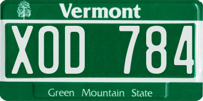 VT license plate XOD784