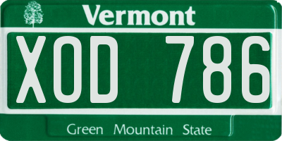 VT license plate XOD786