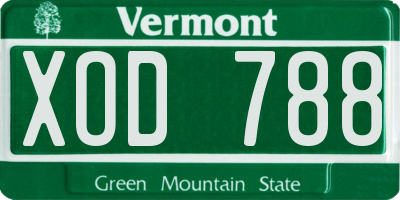 VT license plate XOD788