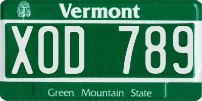 VT license plate XOD789