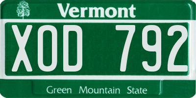VT license plate XOD792