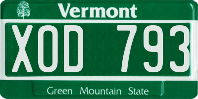 VT license plate XOD793