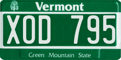 VT license plate XOD795