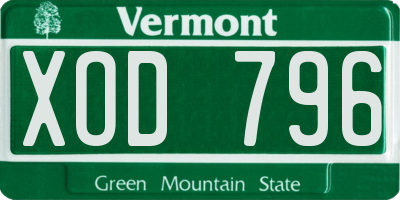 VT license plate XOD796
