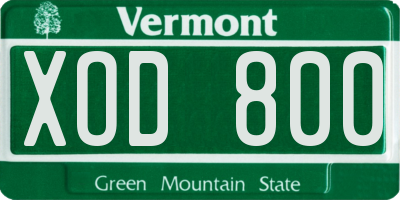 VT license plate XOD800