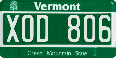 VT license plate XOD806