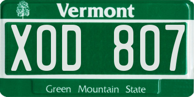 VT license plate XOD807
