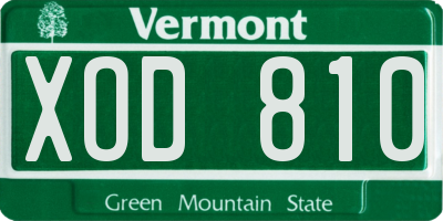 VT license plate XOD810