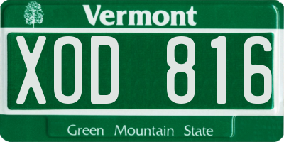 VT license plate XOD816