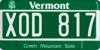 VT license plate XOD817
