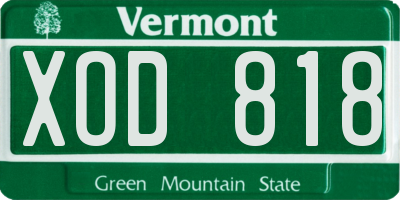 VT license plate XOD818