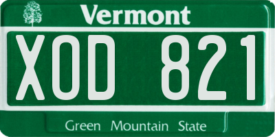 VT license plate XOD821