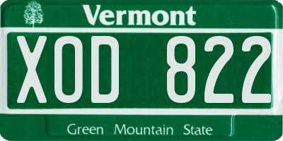 VT license plate XOD822