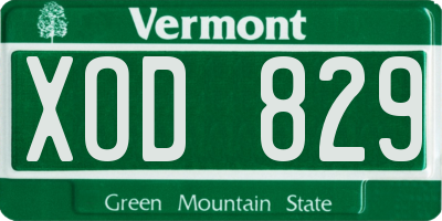 VT license plate XOD829