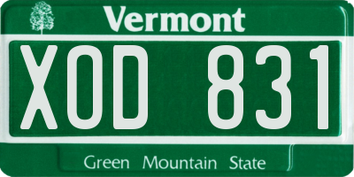 VT license plate XOD831