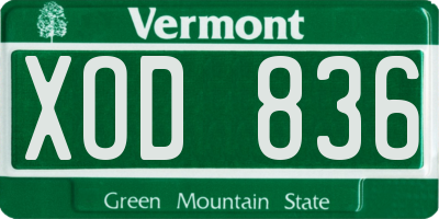 VT license plate XOD836