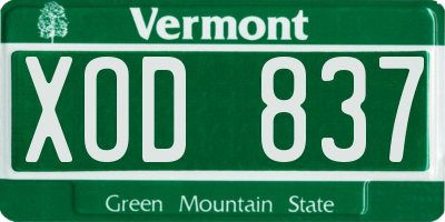 VT license plate XOD837