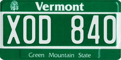 VT license plate XOD840