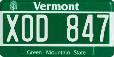 VT license plate XOD847