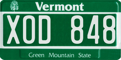 VT license plate XOD848